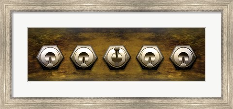 Framed Close-up of five switches Print