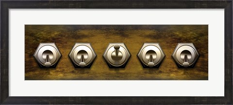 Framed Close-up of five switches Print