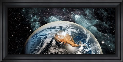 Framed Earth in space Print