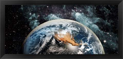 Framed Earth in space Print