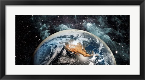 Framed Earth in space Print