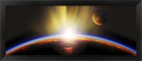 Framed Sunrise over earth Print