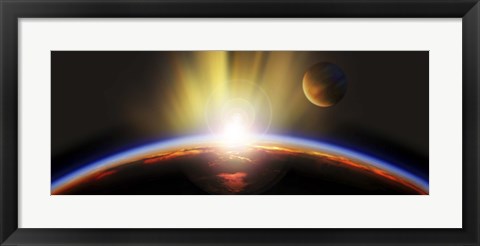 Framed Sunrise over earth Print