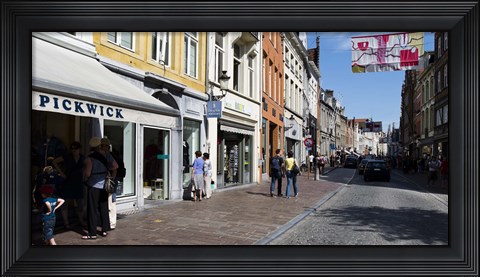 Framed Stores in a street, Bruges, West Flanders, Belgium Print