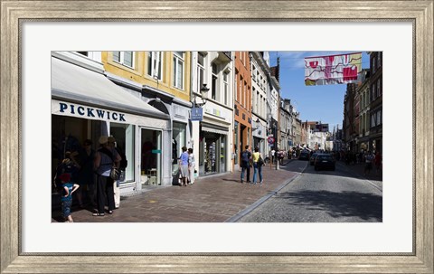 Framed Stores in a street, Bruges, West Flanders, Belgium Print