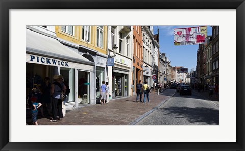 Framed Stores in a street, Bruges, West Flanders, Belgium Print
