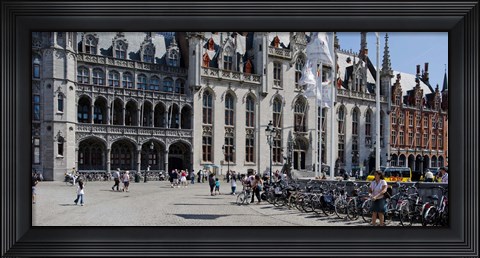 Framed Tourists at a market, Bruges, West Flanders, Belgium Print