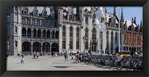 Framed Tourists at a market, Bruges, West Flanders, Belgium Print