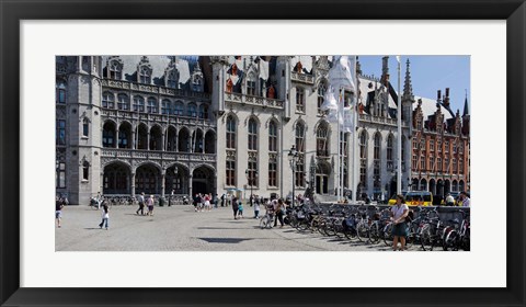 Framed Tourists at a market, Bruges, West Flanders, Belgium Print