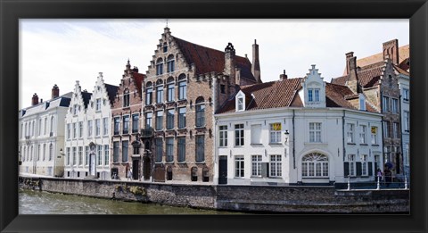 Framed Houses along a canal, Bruges, West Flanders, Belgium Print