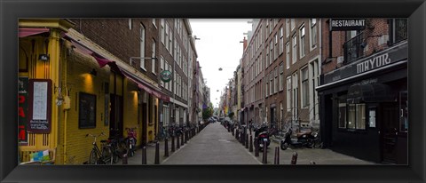 Framed Restaurants in a street, Amsterdam, Netherlands Print