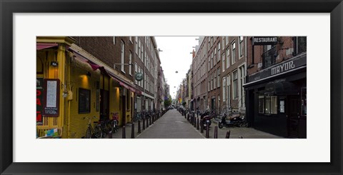 Framed Restaurants in a street, Amsterdam, Netherlands Print
