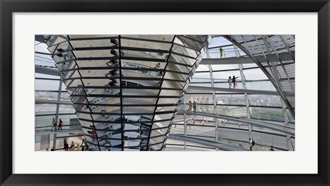 Framed Mirrored cone at the center of the dome, Reichstag Dome, The Reichstag, Berlin, Germany Print
