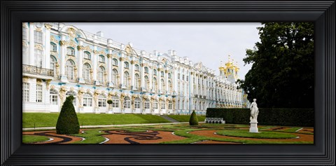 Framed Formal garden in front of a palace, Tsarskoe Selo, Catherine Palace, St. Petersburg, Russia Print
