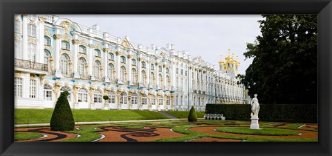 Framed Formal garden in front of a palace, Tsarskoe Selo, Catherine Palace, St. Petersburg, Russia Print