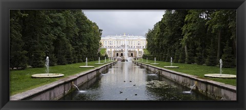 Framed Canal at Grand Cascade at Peterhof Grand Palace, St. Petersburg, Russia Print