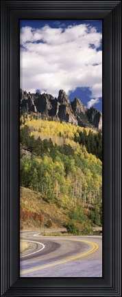 Framed Winding road passing through mountains, Jackson Guard Station, Ridgway, Colorado, USA Print