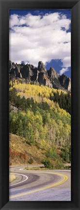 Framed Winding road passing through mountains, Jackson Guard Station, Ridgway, Colorado, USA Print