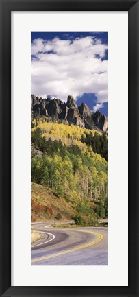 Framed Winding road passing through mountains, Jackson Guard Station, Ridgway, Colorado, USA Print