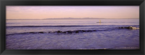 Framed Paddle-boarder in sea, Santa Rosa Island, Santa Rosa County, California, USA Print