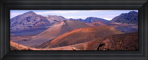 Framed Volcanic landscape with mountains in the background, Maui, Hawaii Print