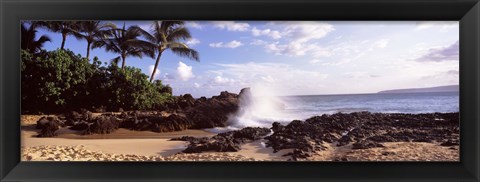 Framed Rock formations at the coast, Maui Coast, Makena, Maui, Hawaii, USA Print