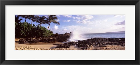 Framed Rock formations at the coast, Maui Coast, Makena, Maui, Hawaii, USA Print