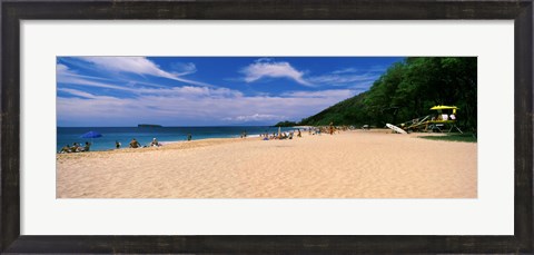 Framed Tourists on the beach, Makena Beach, Maui, Hawaii Print
