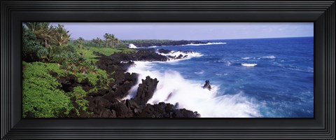 Framed Rock formations at the coast, Hana Coast, Black Sand Beach, Hana Highway, Waianapanapa State Park, Maui, Hawaii, USA Print