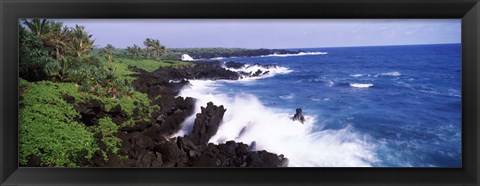 Framed Rock formations at the coast, Hana Coast, Black Sand Beach, Hana Highway, Waianapanapa State Park, Maui, Hawaii, USA Print