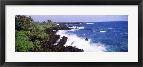 Framed Rock formations at the coast, Hana Coast, Black Sand Beach, Hana Highway, Waianapanapa State Park, Maui, Hawaii, USA Print