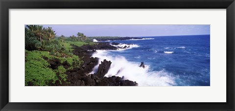 Framed Rock formations at the coast, Hana Coast, Black Sand Beach, Hana Highway, Waianapanapa State Park, Maui, Hawaii, USA Print