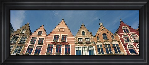 Framed Low angle view of gabled houses, Bruges, West Flanders, Flemish Region, Belgium Print