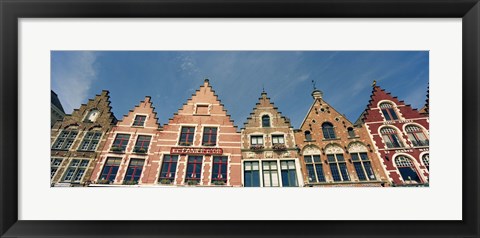 Framed Low angle view of gabled houses, Bruges, West Flanders, Flemish Region, Belgium Print