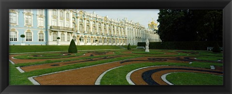 Framed Formal garden in front of the palace, Catherine Palace, Tsarskoye Selo, St. Petersburg, Russia Print