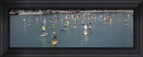 Framed Paddleboarders in the Pacific Ocean, Dana Point, Orange County, California Print
