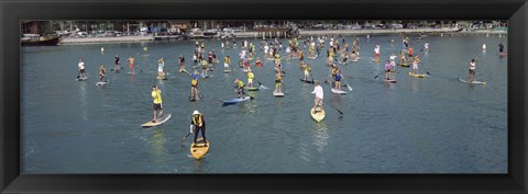 Framed Paddleboarders in the Pacific Ocean, Dana Point, Orange County, California Print