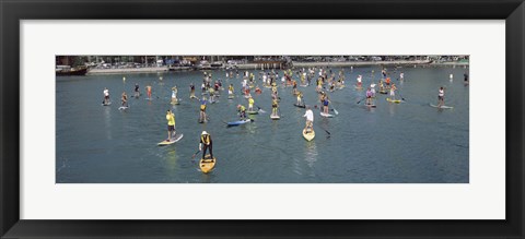 Framed Paddleboarders in the Pacific Ocean, Dana Point, Orange County, California Print