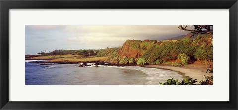 Framed Coastline, Hamoa Beach, Hana, Maui, Hawaii, USA Print