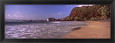 Framed Cliff on the beach, Hamoa Beach, Hana, Maui, Hawaii, USA Print