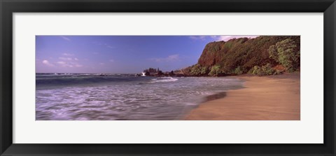 Framed Cliff on the beach, Hamoa Beach, Hana, Maui, Hawaii, USA Print