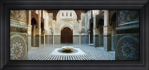 Framed Interiors of a medersa, Medersa Bou Inania, Fez, Morocco Print