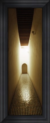 Framed Corridor inside the Bahia Palace, Marrakesh, Morocco Print