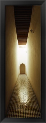 Framed Corridor inside the Bahia Palace, Marrakesh, Morocco Print