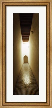 Framed Corridor inside the Bahia Palace, Marrakesh, Morocco Print