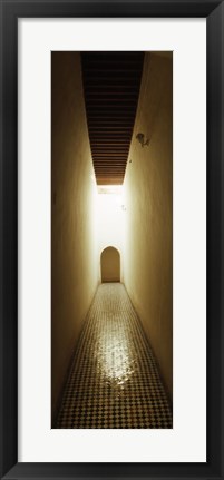 Framed Corridor inside the Bahia Palace, Marrakesh, Morocco Print