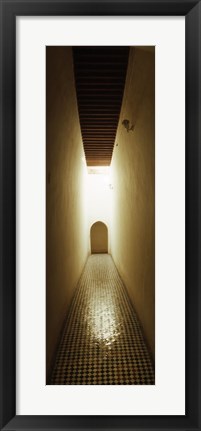 Framed Corridor inside the Bahia Palace, Marrakesh, Morocco Print