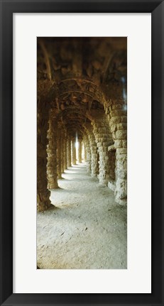 Framed Architectural detail, Park Guell, Barcelona, Catalonia, Spain (vertical) Print