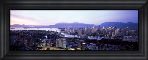 Framed Aerial view of cityscape at sunset, Vancouver, British Columbia, Canada 2011 Print