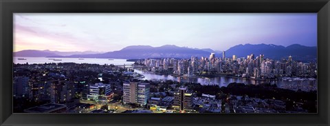 Framed Aerial view of cityscape at sunset, Vancouver, British Columbia, Canada 2011 Print